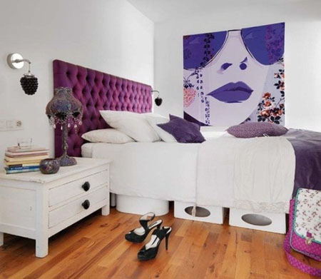 trang trí phòng ngủ, nội thất phòng ngủ, phòng ngủ màu tím, phong cách lãng mạn