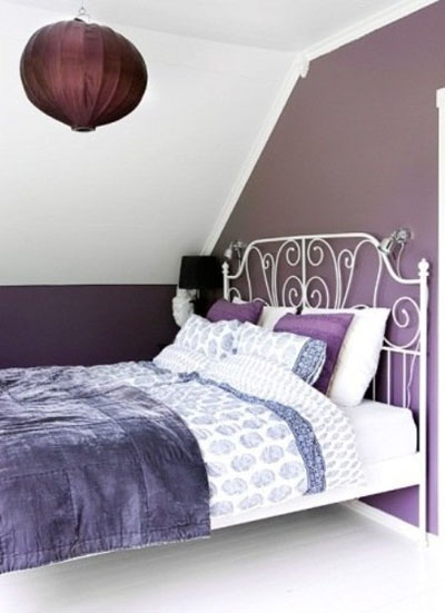 trang trí phòng ngủ, nội thất phòng ngủ, phòng ngủ màu tím, phong cách lãng mạn