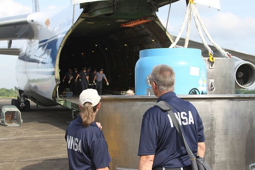 The staff of the America National Nuclear Security Agency watched the process.