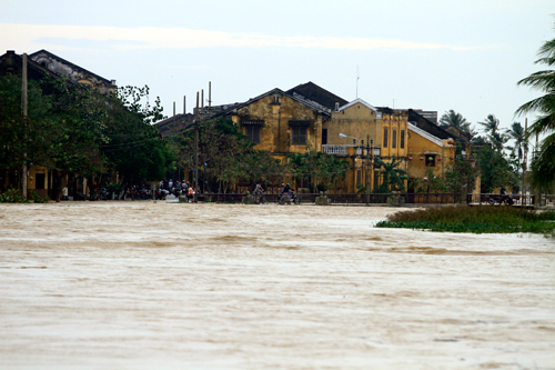 hoi an, flood, hoai river, tourists