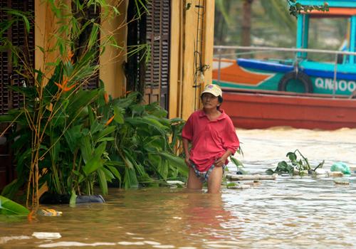 hoi an, flood, hoai river, tourists