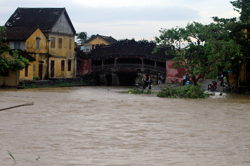 hoi an, flood, hoai river, tourists