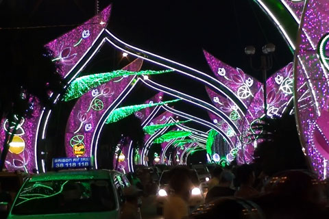 christmas, saigon, decoration, streets, buildings, trading centers