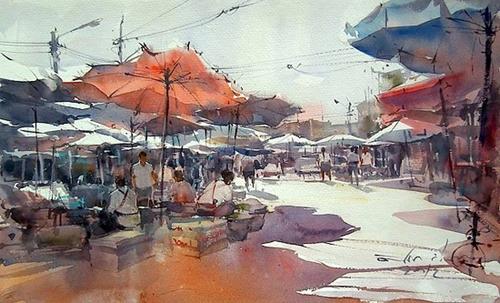 Direk Kingnok, paintings of vietnam, thai artist