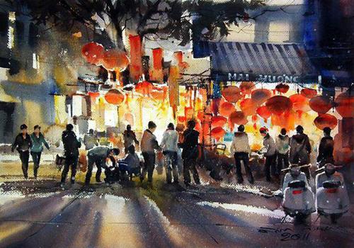 Direk Kingnok, paintings of vietnam, thai artist