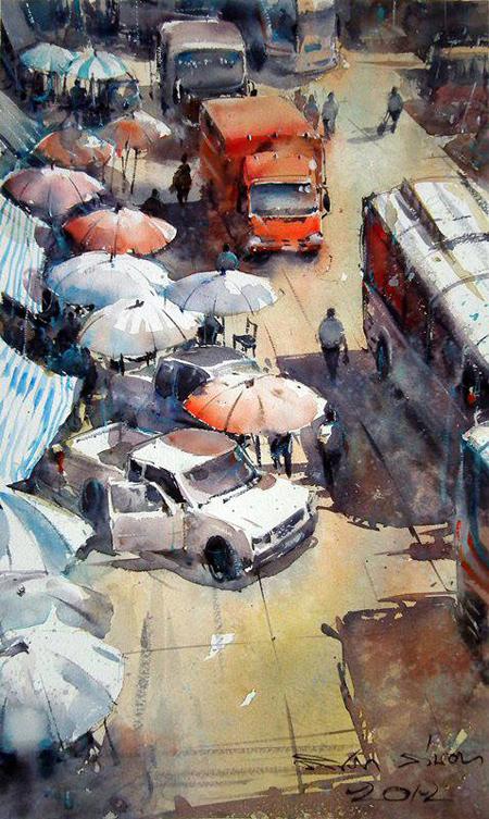 Direk Kingnok, paintings of vietnam, thai artist