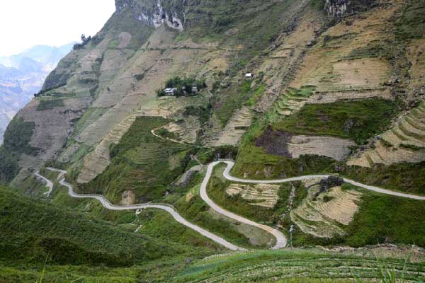 Happiness road, northern Vietnam, rocky terrain, Dong Van stone plateau