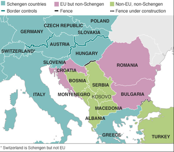 Migrant crisis, Serbia, Croatia, border, close