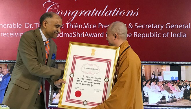 Most Venerable Thich Duc Thien receives India’s noble award, social news, vietnamnet bridge, english news, Vietnam news, news Vietnam, vietnamnet news, Vietnam net news, Vietnam latest news, vn news, Vietnam breaking news