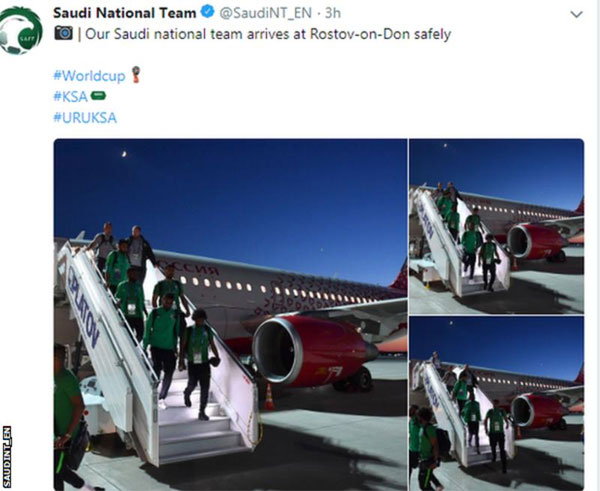 World Cup 2018, Saudi Arabia, plane caught fire, players and officials, arrived safely