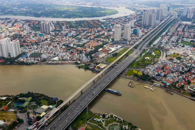 Sai Gon bridge and Thao Dien residential area in the east of the city.